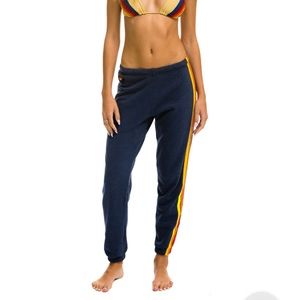Aviator Nation 5 STRIPE SWEATPANTS - NAVY - Women’s Medium
